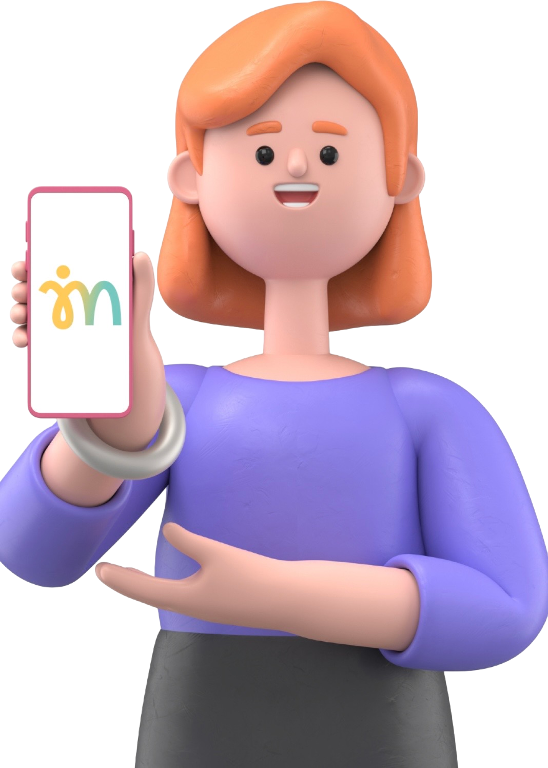 Smiling care team member holding a phone showing the My Day My Way app
